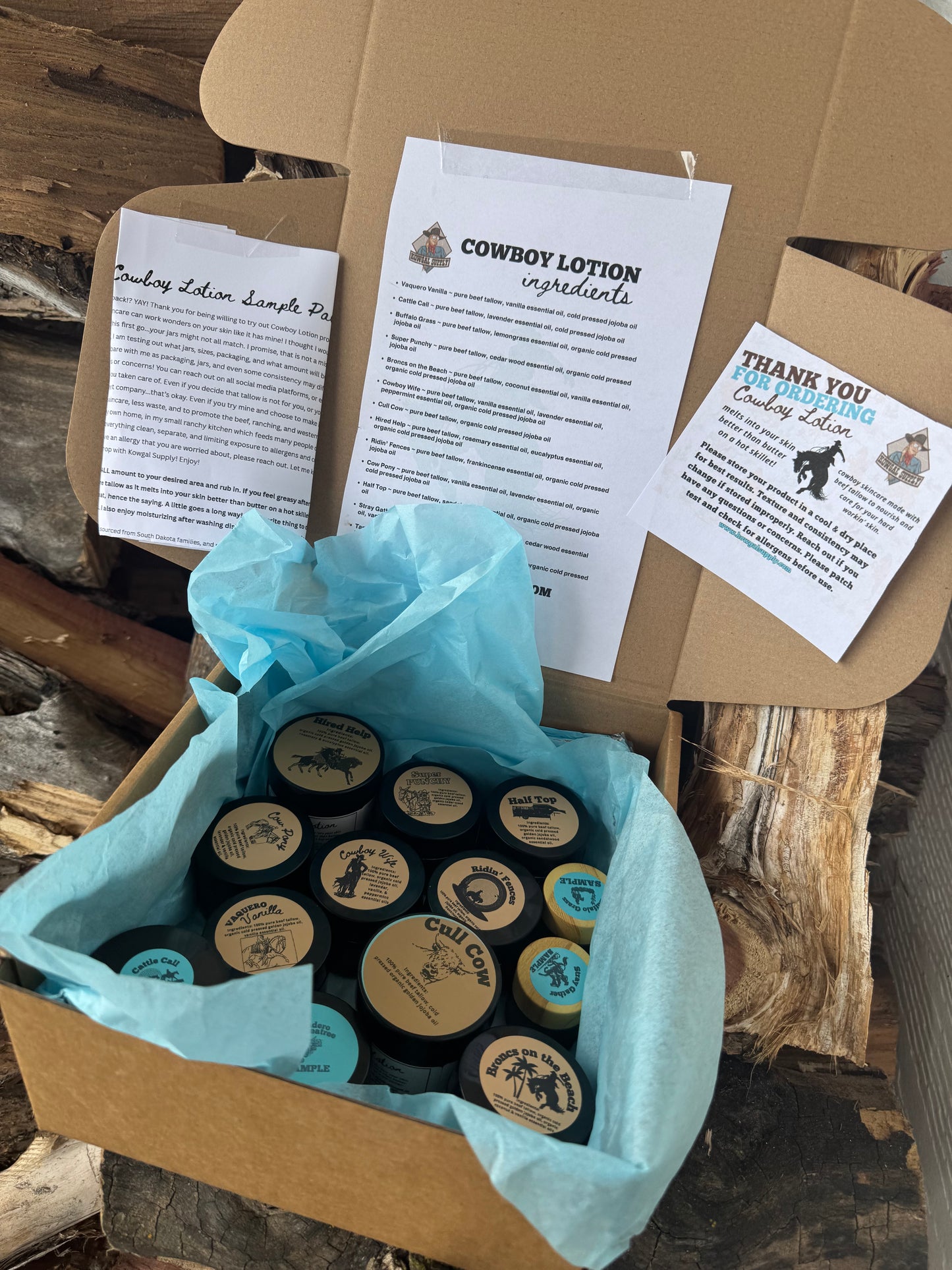 Sampler Pack ~ Cowboy Lotion Essential Oil Scented Whipped Tallow
