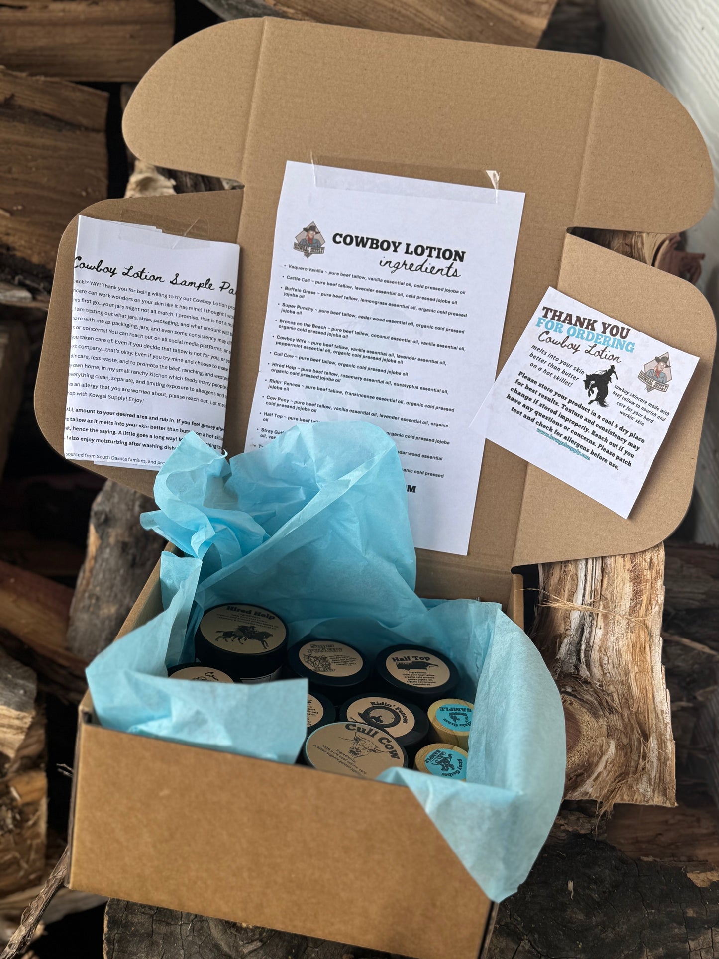 Sampler Pack ~ Cowboy Lotion Essential Oil Scented Whipped Tallow