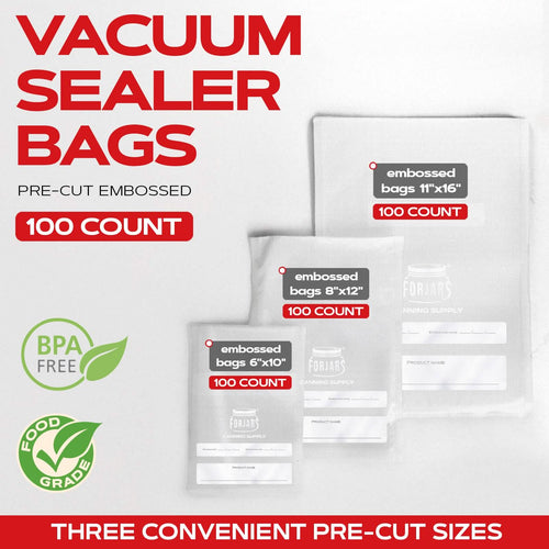 100 Count 8x12 Vacuum Sealer Bags - Textured on Both Sides, 7.5 Mil Thickness