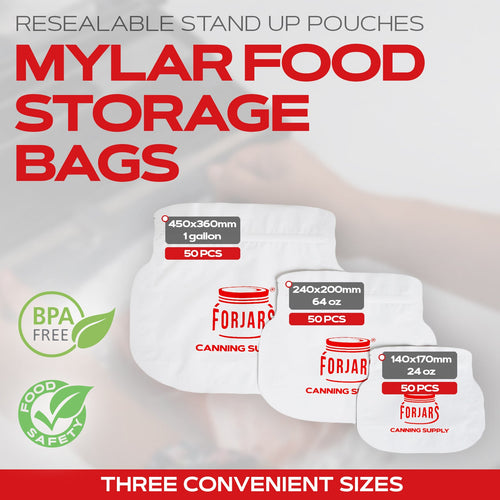 1 Gallon Mylar Bags — 50 Count   7.5 mil per side (≈15 mil total)