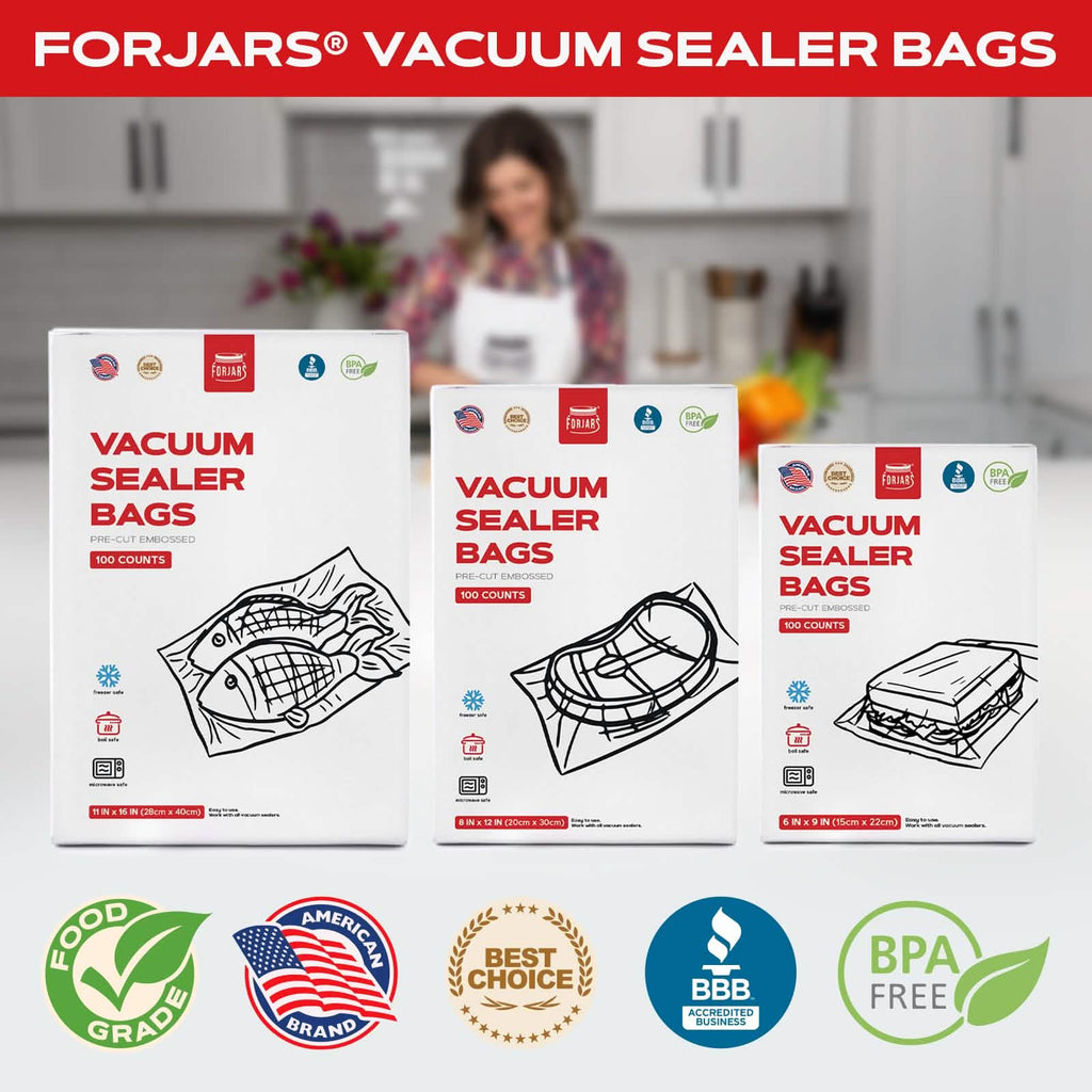 100 Count 8x12 Vacuum Sealer Bags - Textured on Both Sides, 7.5 Mil Thickness