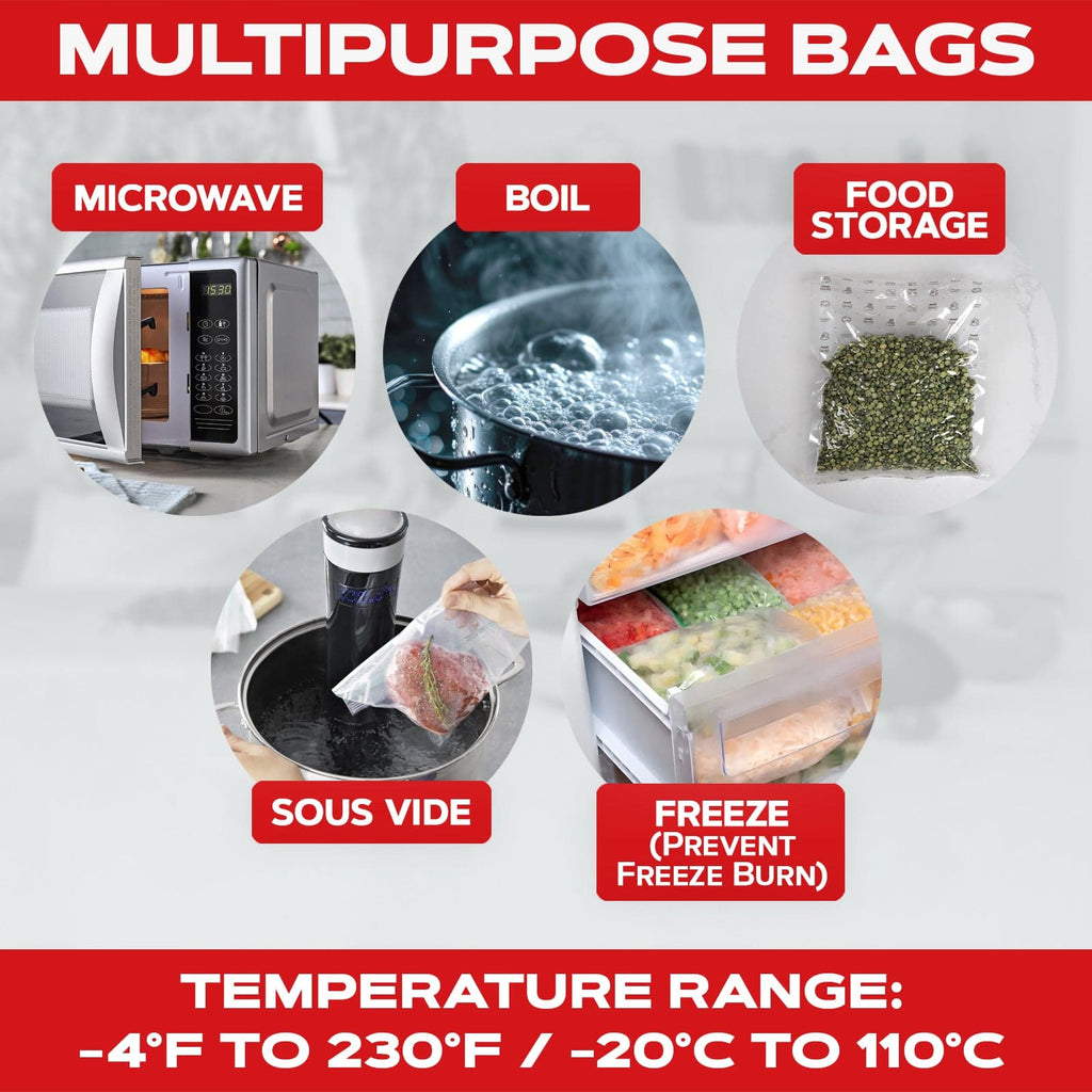 100 Count 6x9 Vacuum Sealer Bags - Textured on Both Sides, 7.5 Mil Thickness