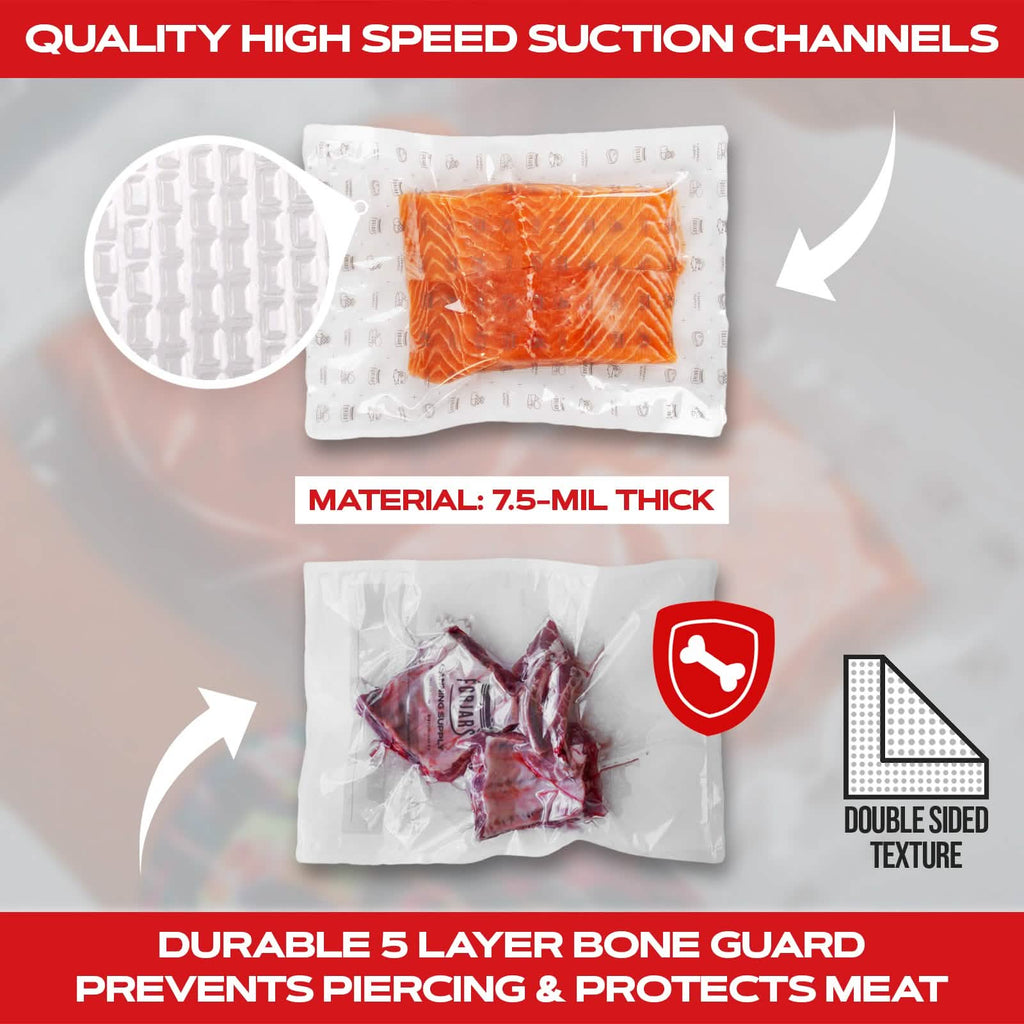 100 Count 6x9 Vacuum Sealer Bags - Textured on Both Sides, 7.5 Mil Thickness