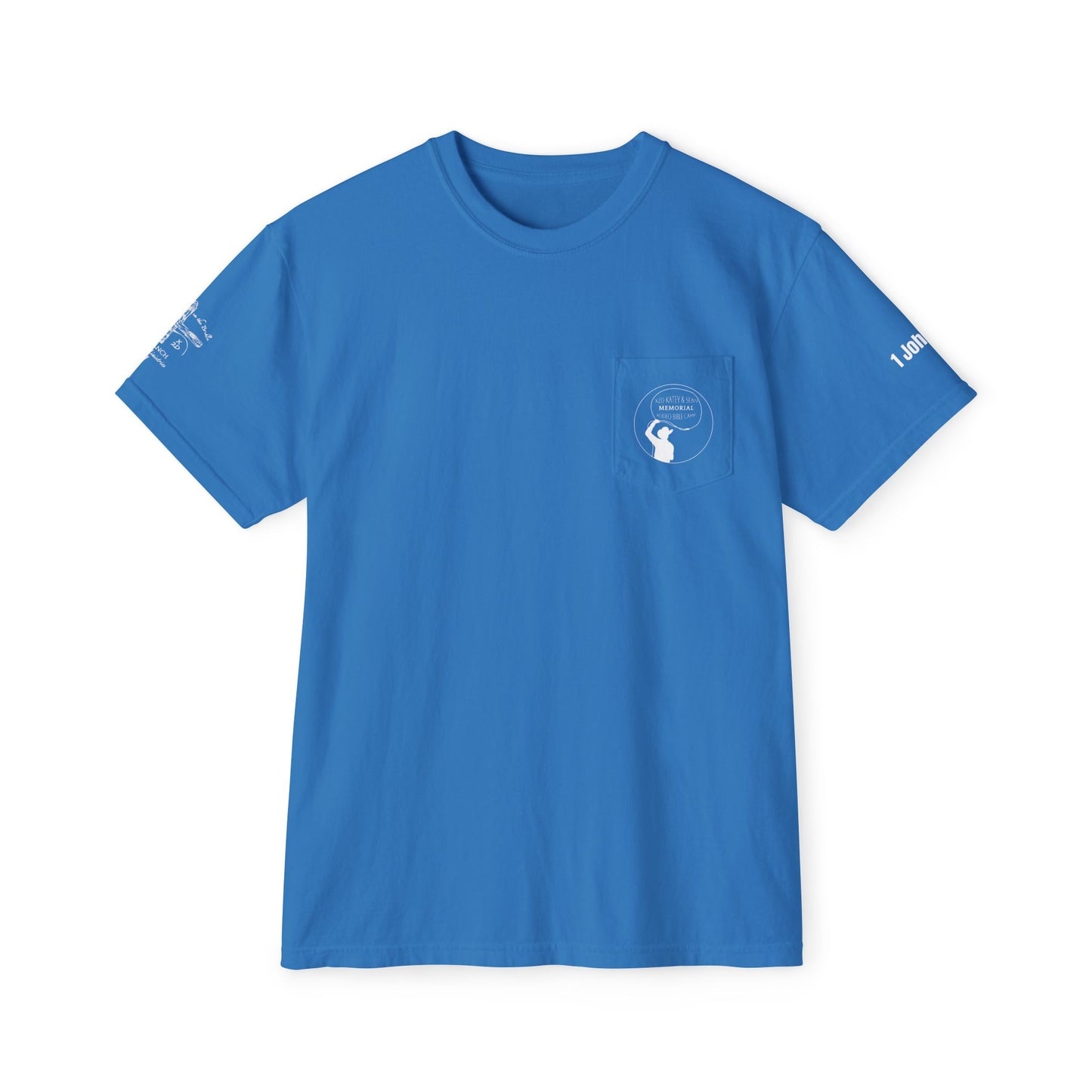 Memorial Rodeo Pocket T-Shirt — "Katy & Sean" Rodeo Bible Camp