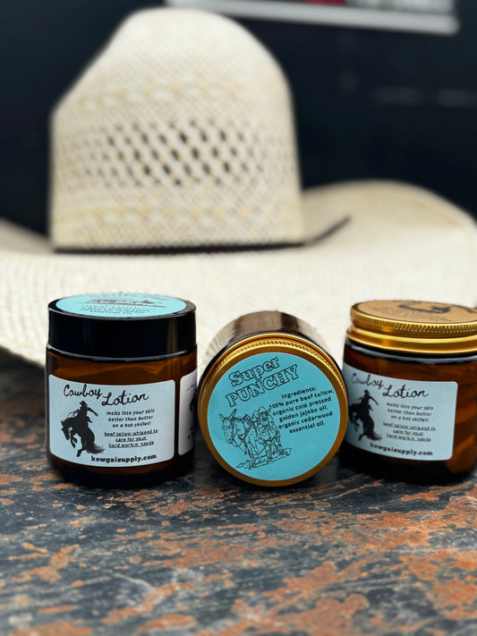Super Punchy - Cedarwood Whipped Cowboy Lotion Beef Tallow Based Skincare Blend