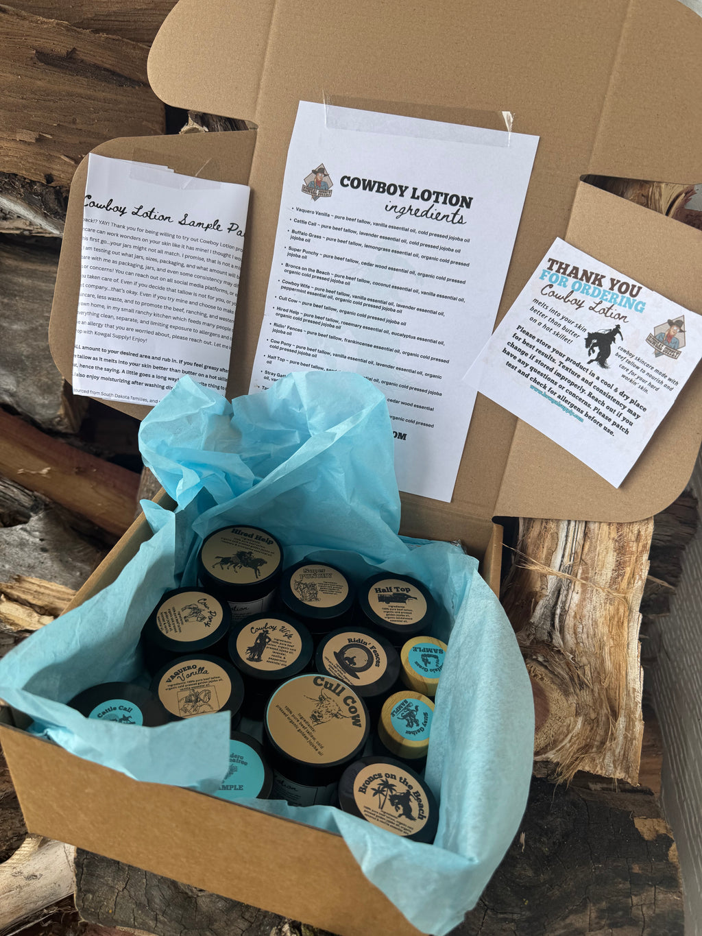 Sampler Pack ~ Cowboy Lotion Essential Oil Scented Whipped Tallow