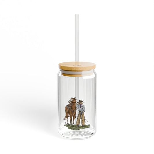 Cowgal Iced Coffee Sipper Glass, 16oz