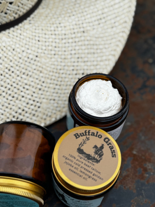 Buffalo Grass - Lemongrass Whipped Cowboy Lotion Beef Tallow Based Skincare Blend