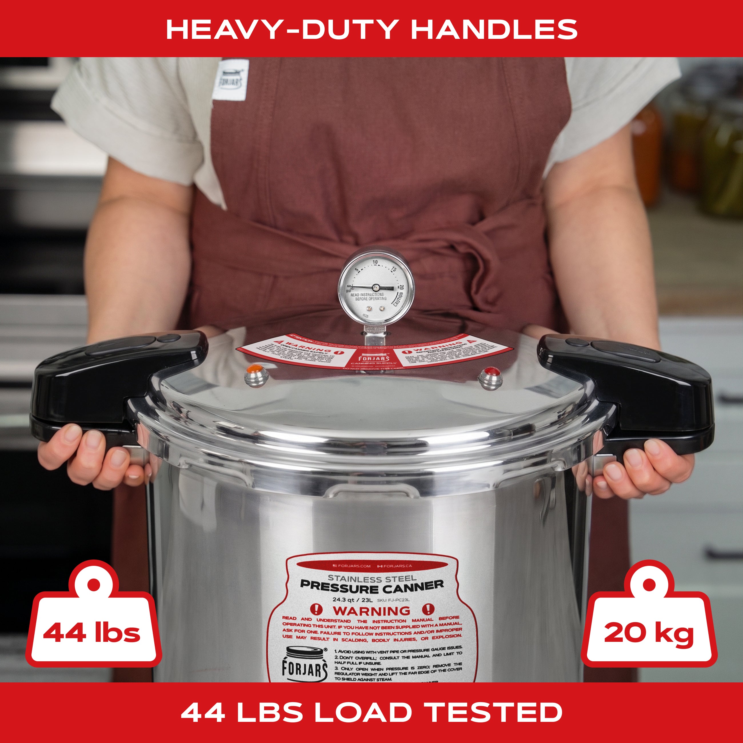 FORJARS® 23-Quart Pressure Canner — Now in Full 304 Stainless Steel